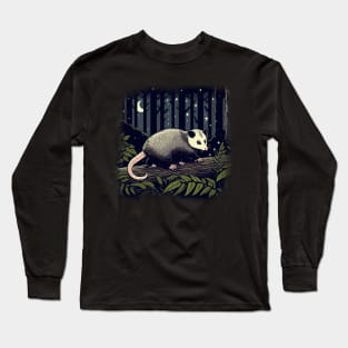 Opossum In Dark Forest Long Sleeve T-Shirt